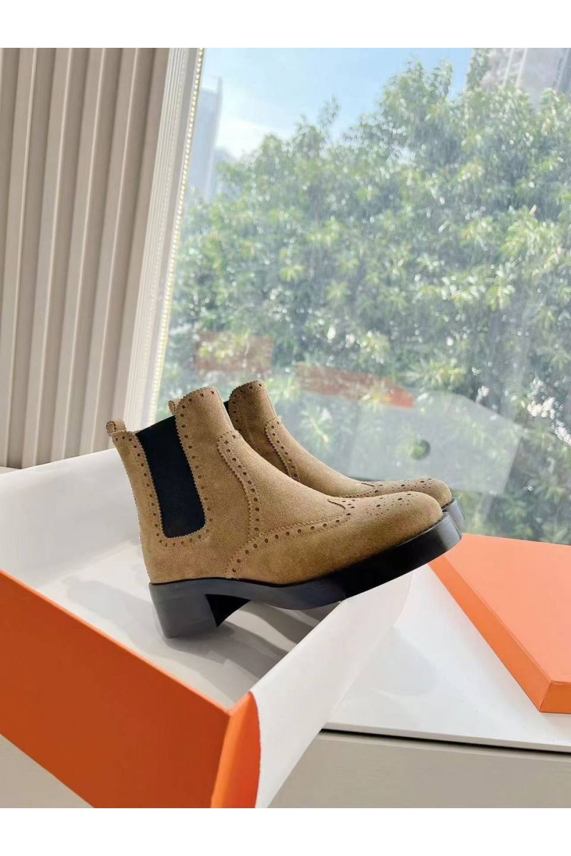 Hermes Женские замшевые ботинки Premium коричневого цвета