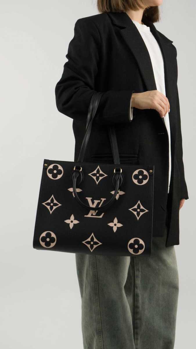 Lоuis Vuittоn Женская кожаная сумка Onthego MM Premium 35x27x14 см