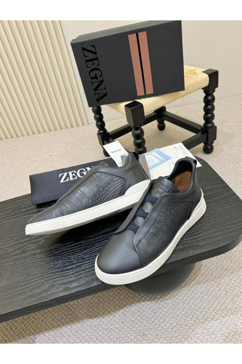 Zegna Мужские кроссовки Triple Stitch Alligator - Grey