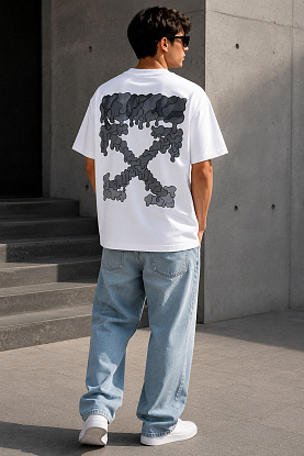 Белая оверсайз футболка 21SS Black Marker