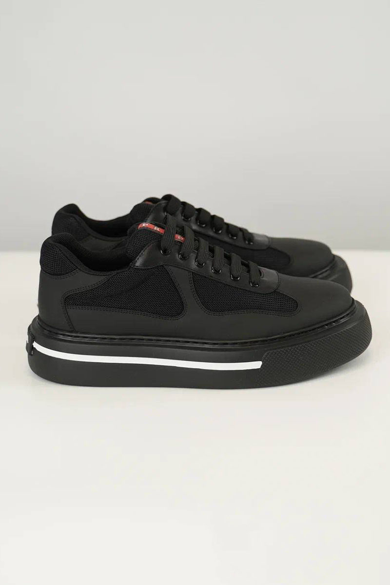 Prada Комбинированные кроссовки logo-stripe - Black