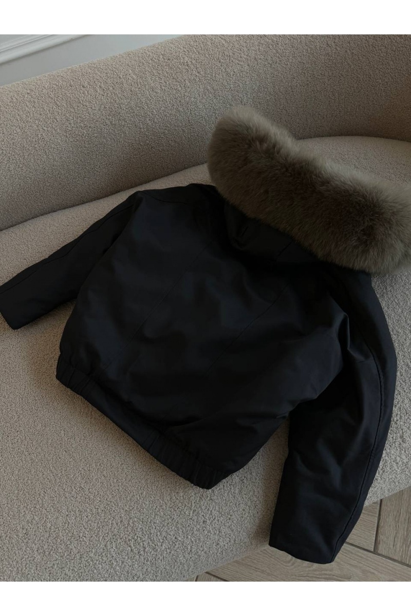 Designer Clothing Женский чёрный пуховик с мехом