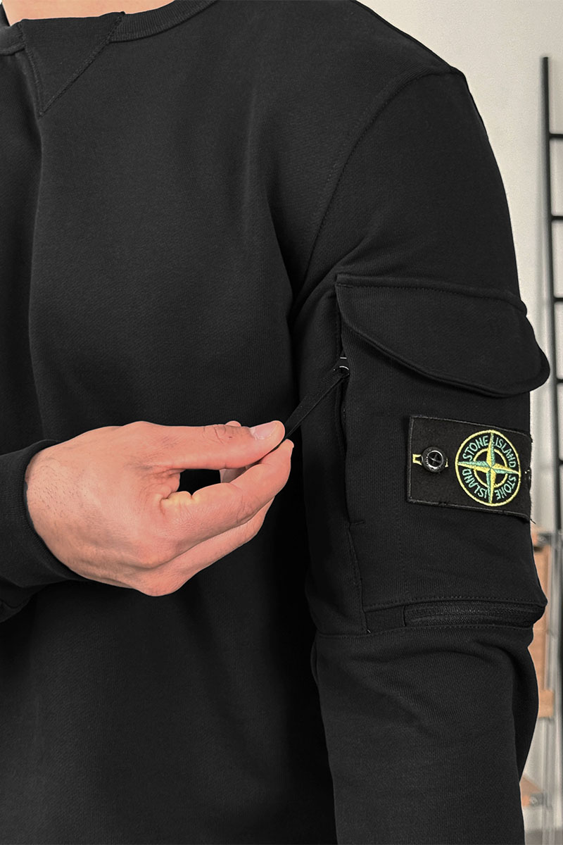 Stone Island Чёрный свитшот compass-patch crewneck