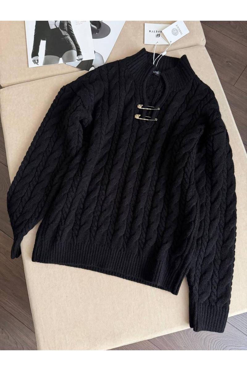 Versace Женский шерстяной свитер premium - Black