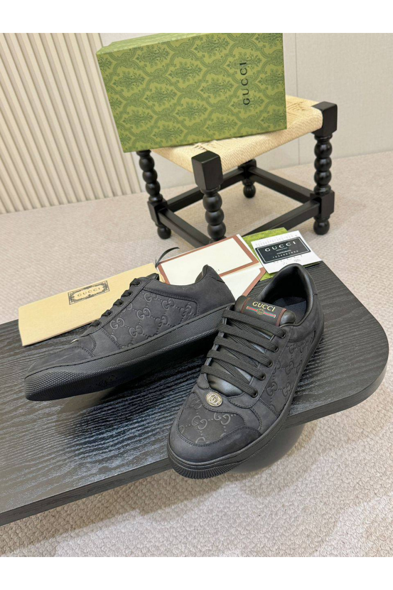 Gucci Кожаные кроссовки GG Screener - Black