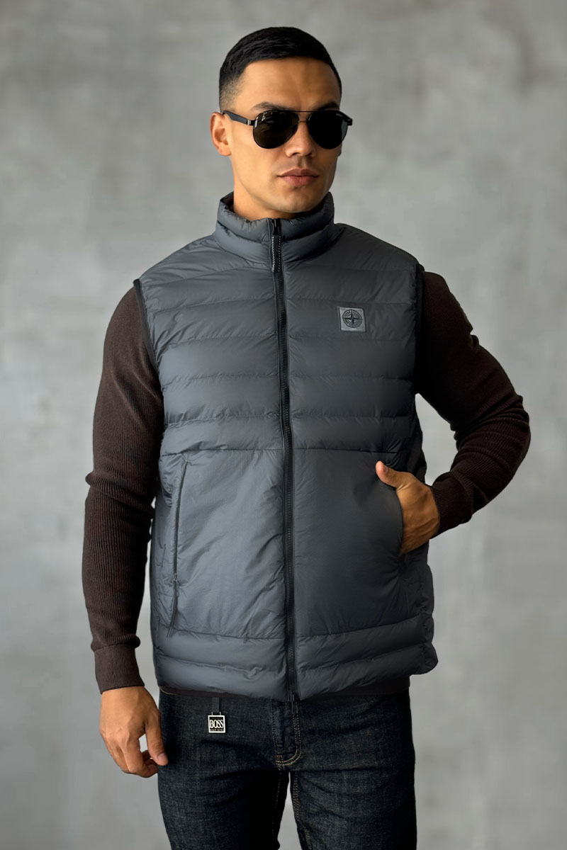 Stone Island Мужской жилет серого цвета compass badge