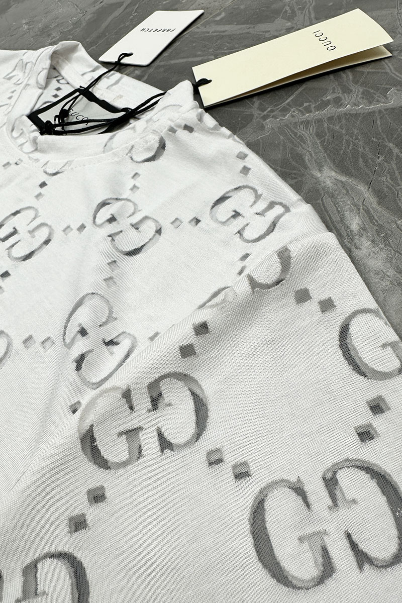 Gucci Мужская белая футболка GG Logo All-over