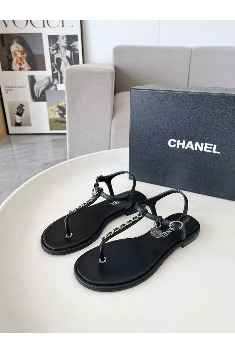 Chаnеl Женские кожаные сандалии Classic Flap Premium - Black