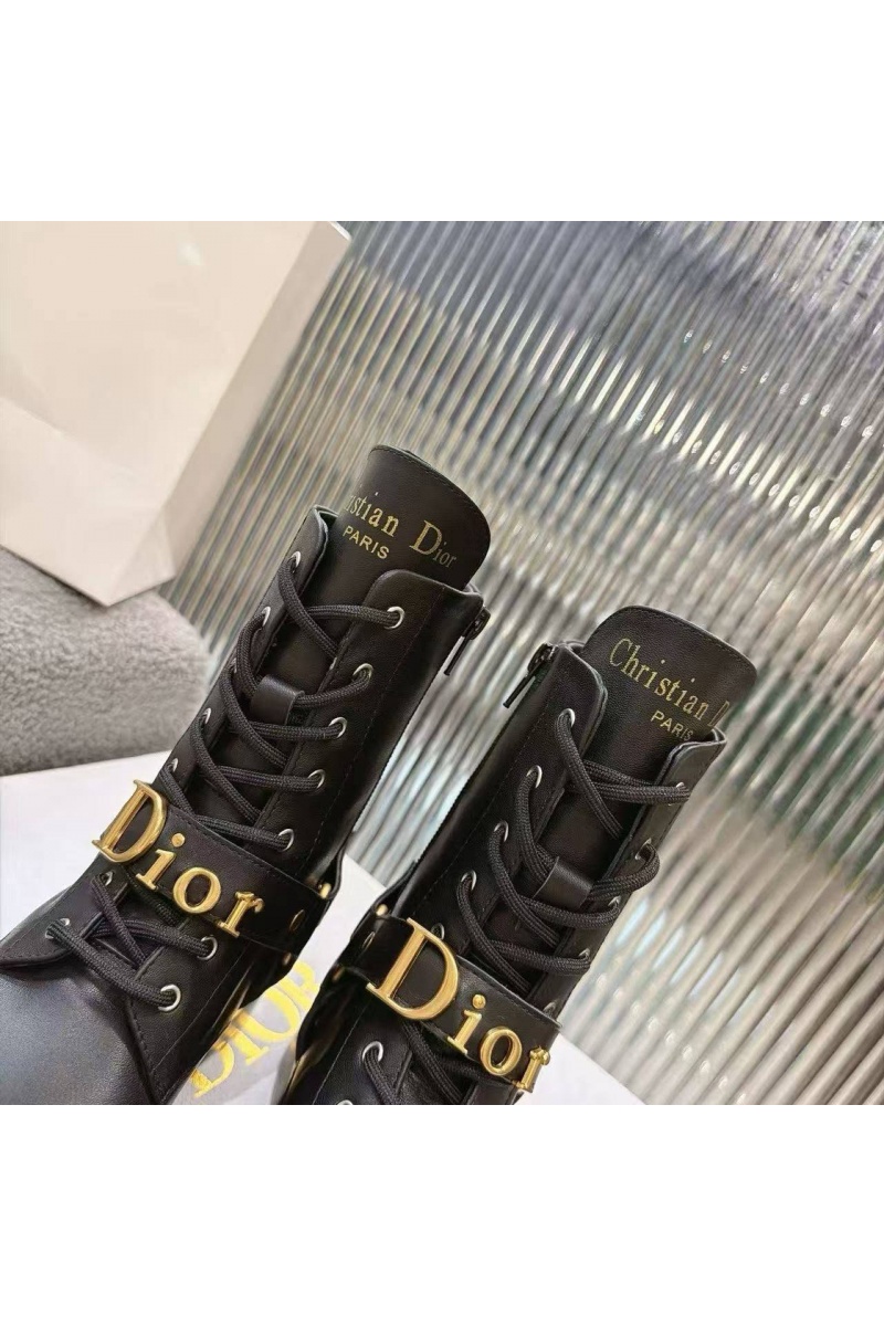 Dior Женские кожаные ботинки на шнуровке 