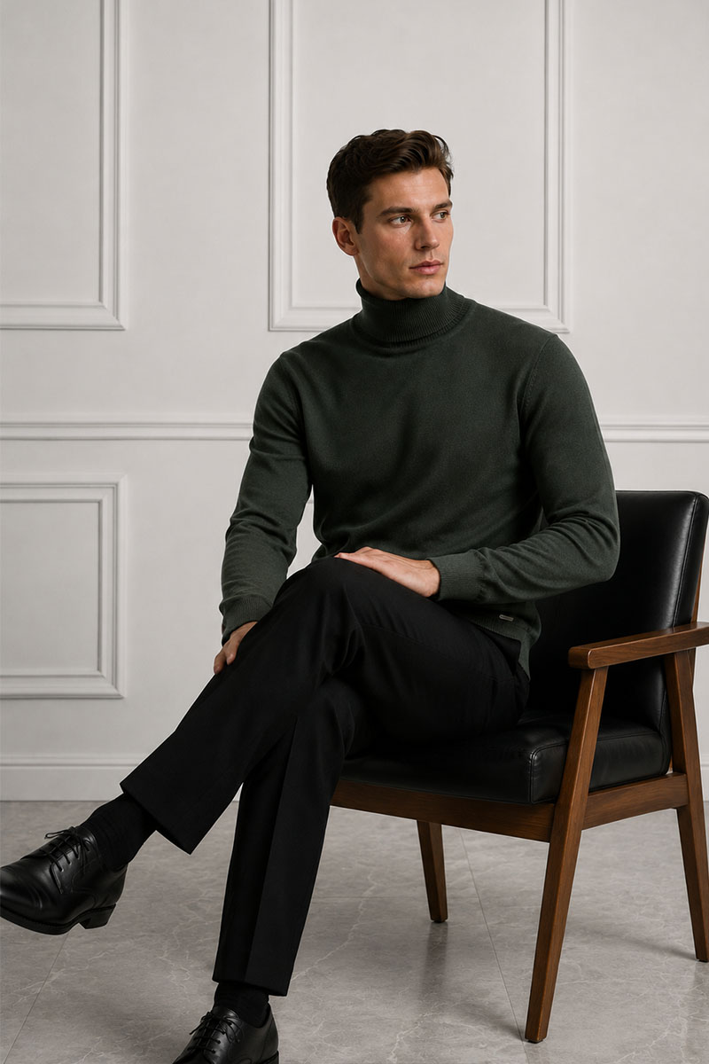 Designer Clothing Мужская зелёная водолазка Maglione 