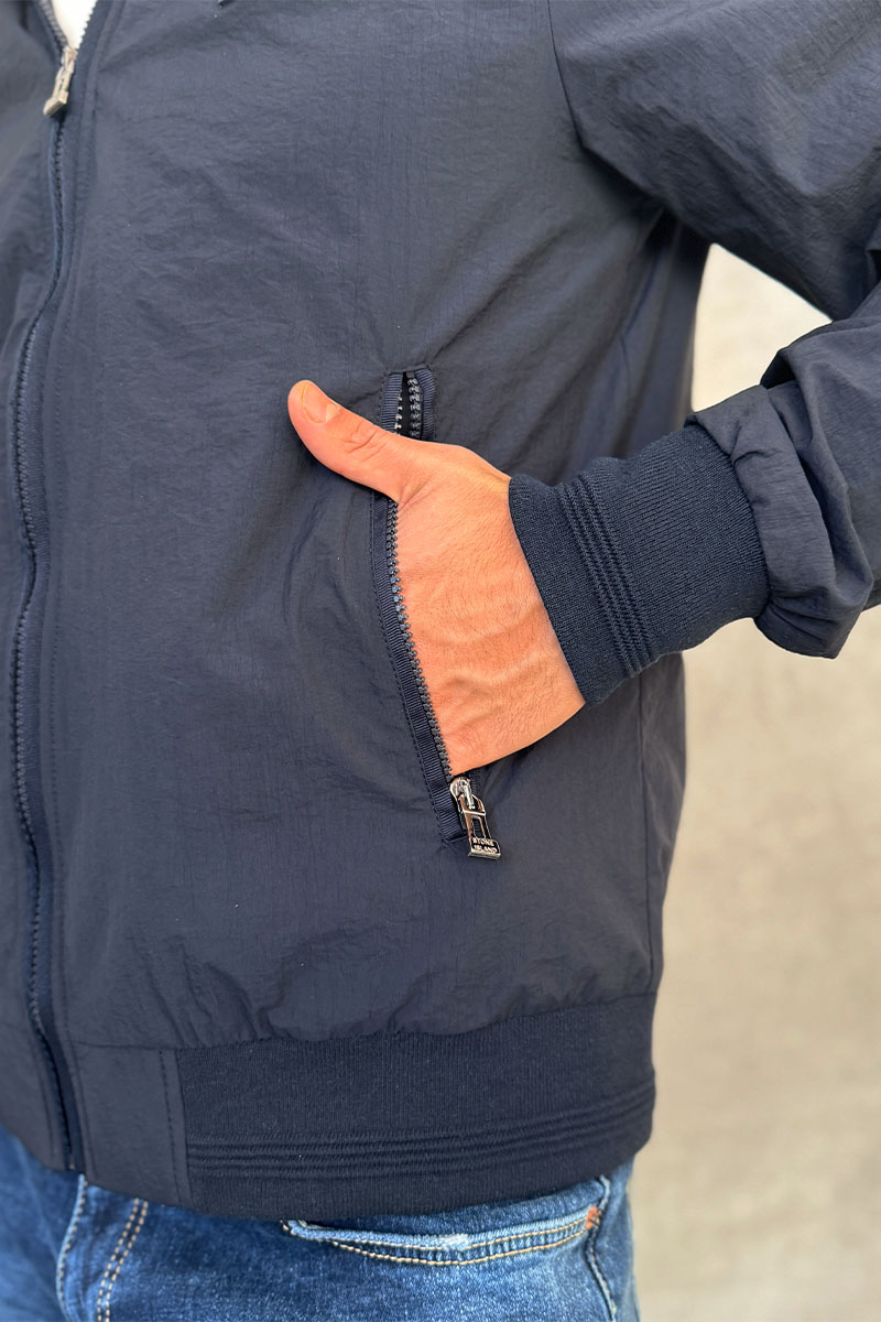 Stone Island Мужская тёмно-синяя куртка с патчем на плече