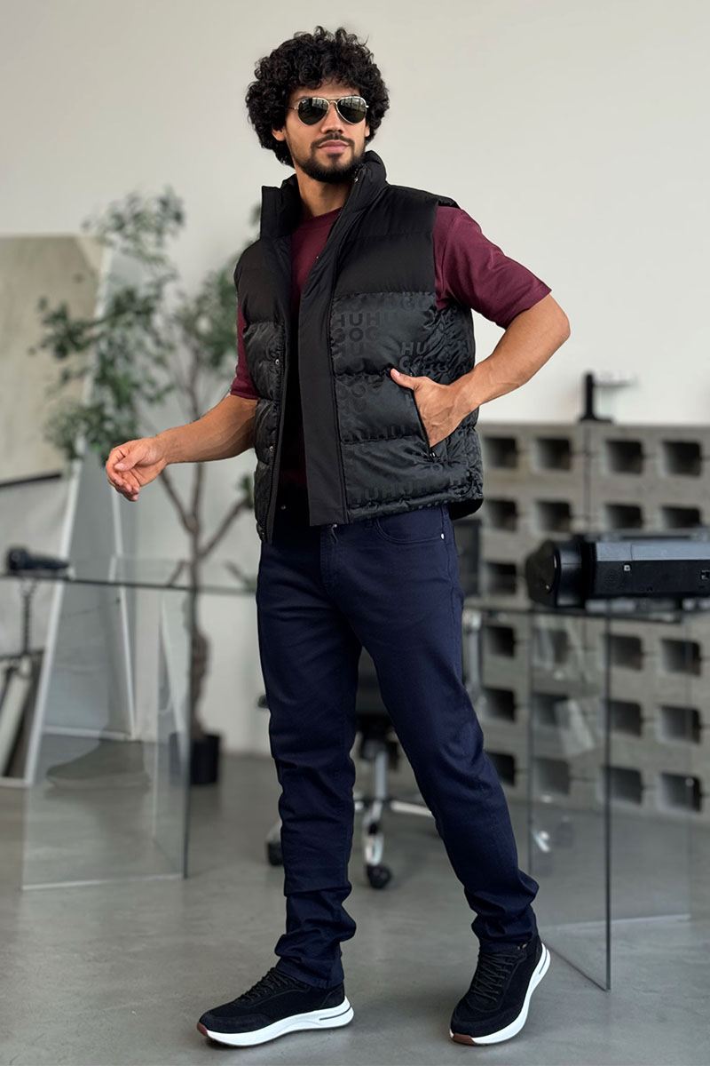 Hugо Воss Мужской чёрный жилет Baltino engraved-logo