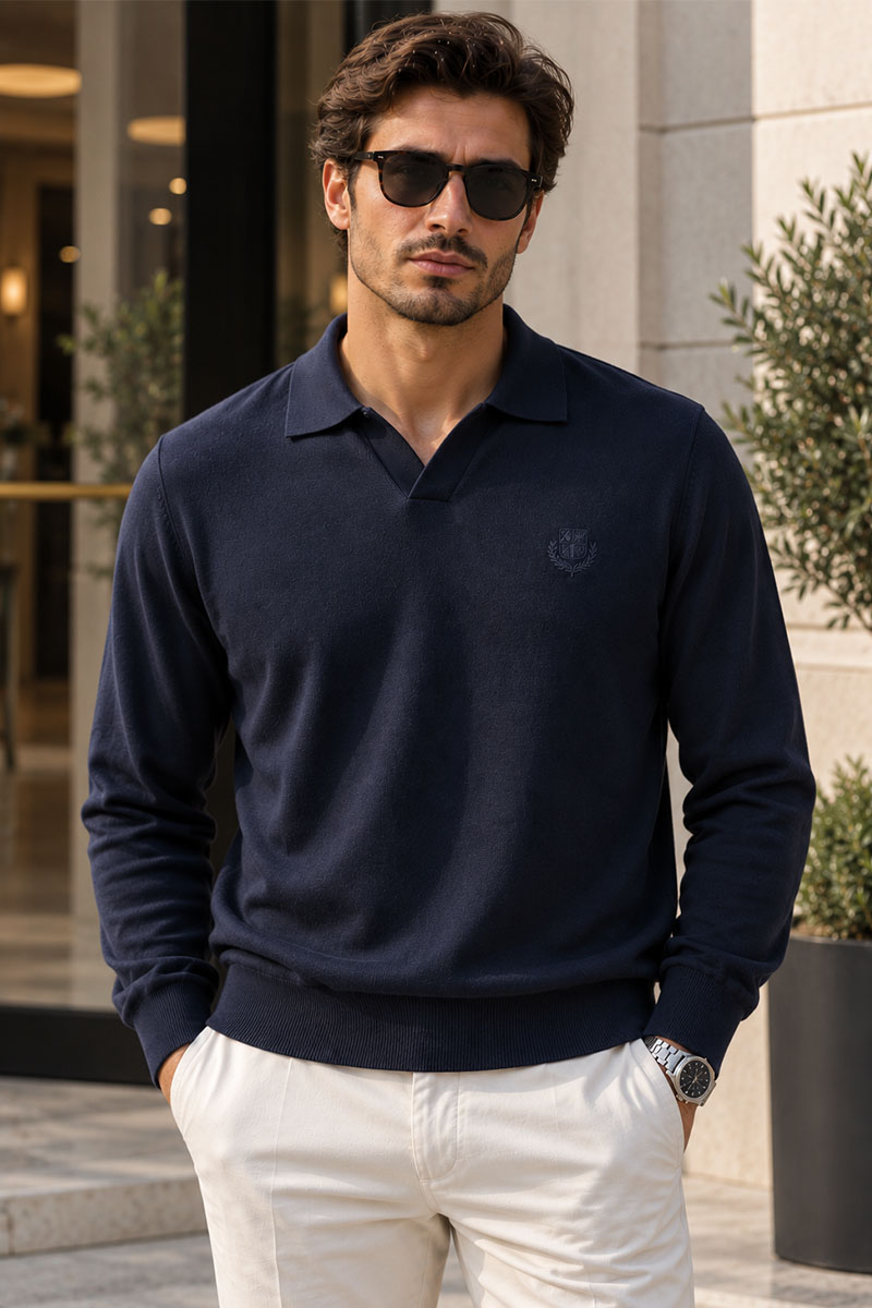 Loro Piana Поло с длинным рукавом premium - Navy