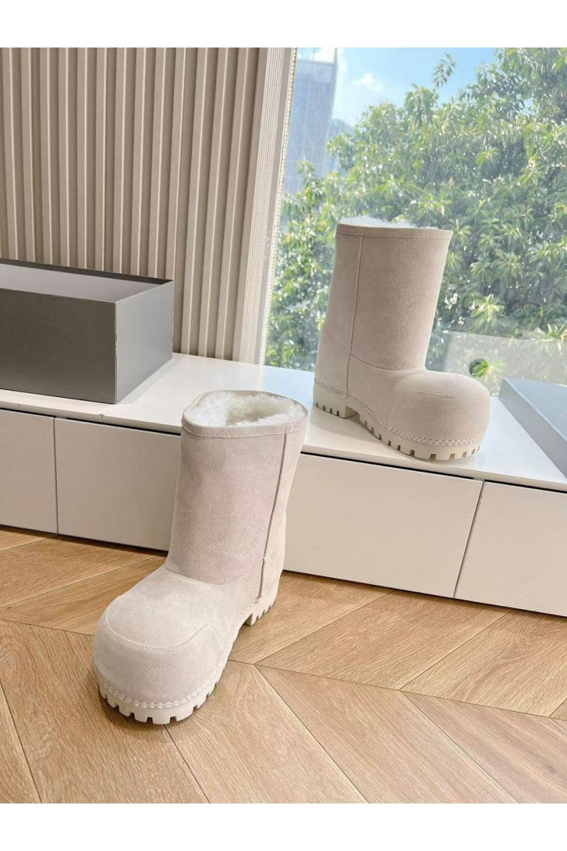 Balenciaga Женские ботинки Alaska Fur Bootie premium - White