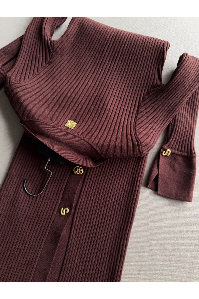 Schiaparelli Женское трикотажное платье шоколадного цвета