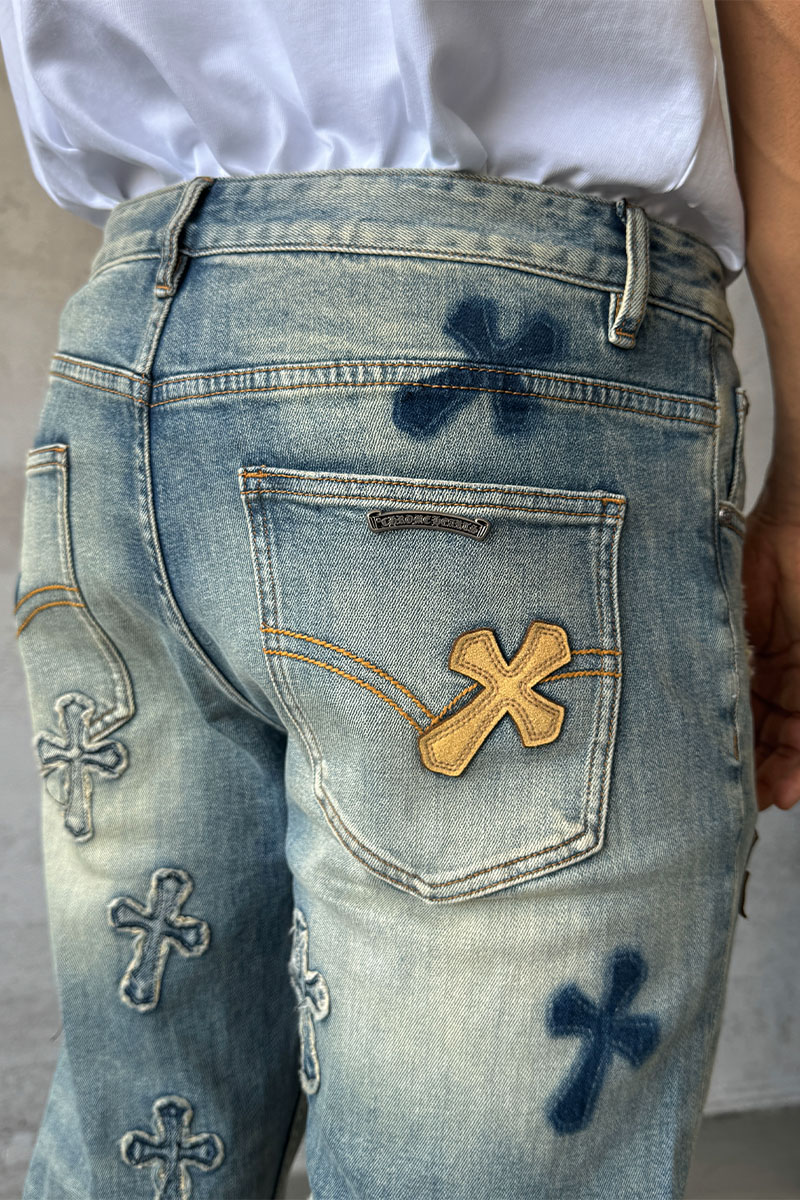 Chrome Hearts Мужские светло-синие джинсы