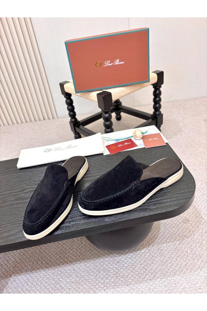 Loro Piana Мужские замшевые шлёпанцы