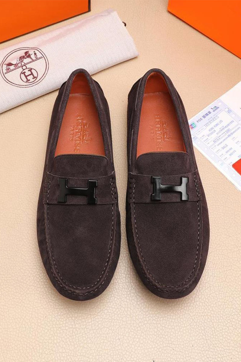 Hermes Мужские замшевые мокасины 