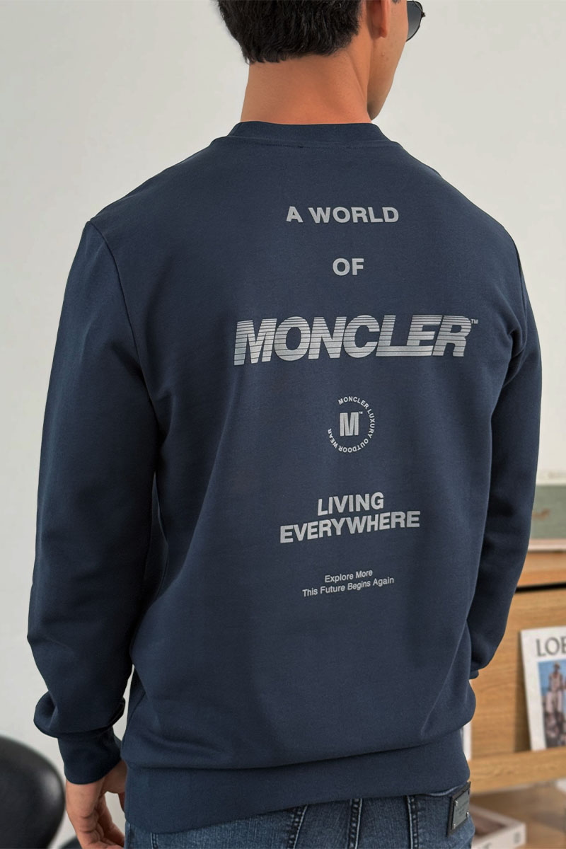 Moncler Мужской тёмно-синий свитшот logo-print