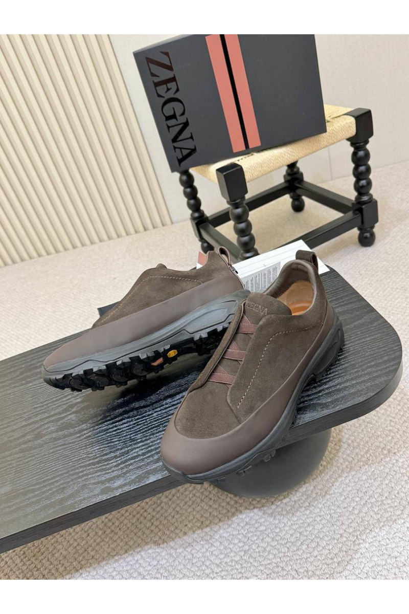 Zegna Замшевые кроссовки Triple Stitch Monte - Brown