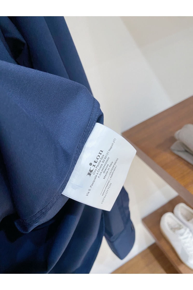 Kiton Мужская тёмно-синяя рубашка premium