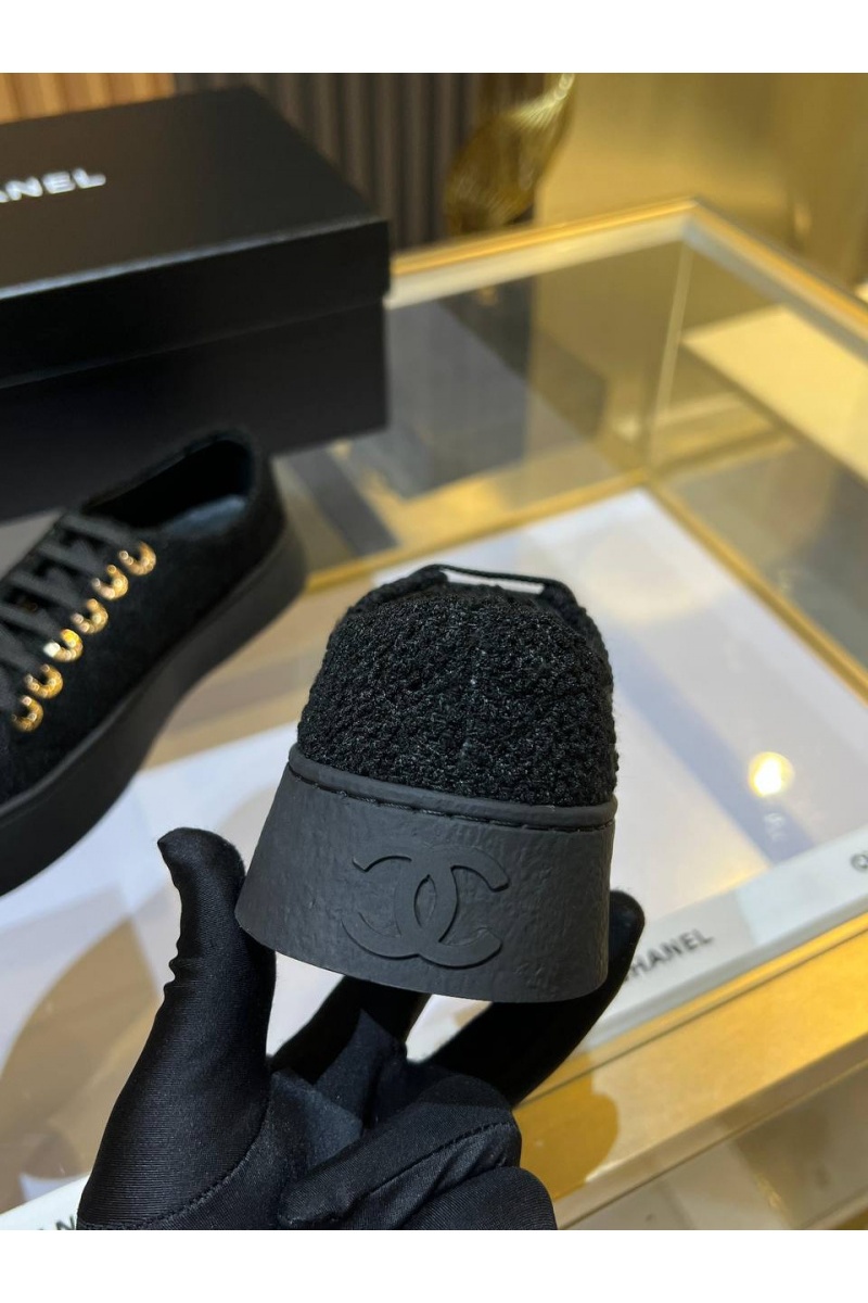 Chаnеl Женские комбинированные кроссовки Premium - Black