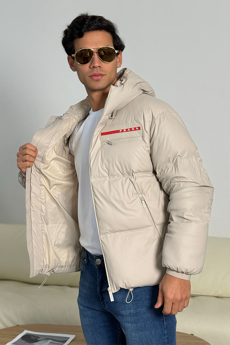 Prada Мужской пуховик Linea Rossa - Beige 