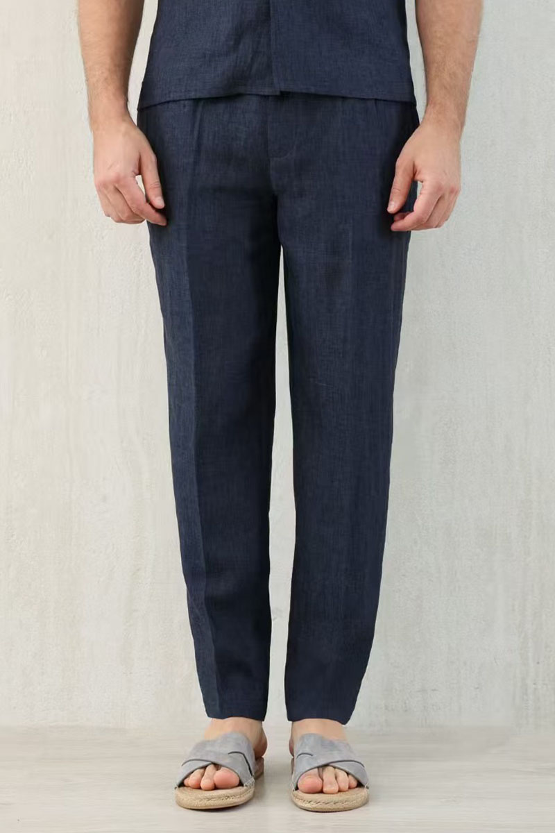 Designer Льняные брюки Premium - Navy
