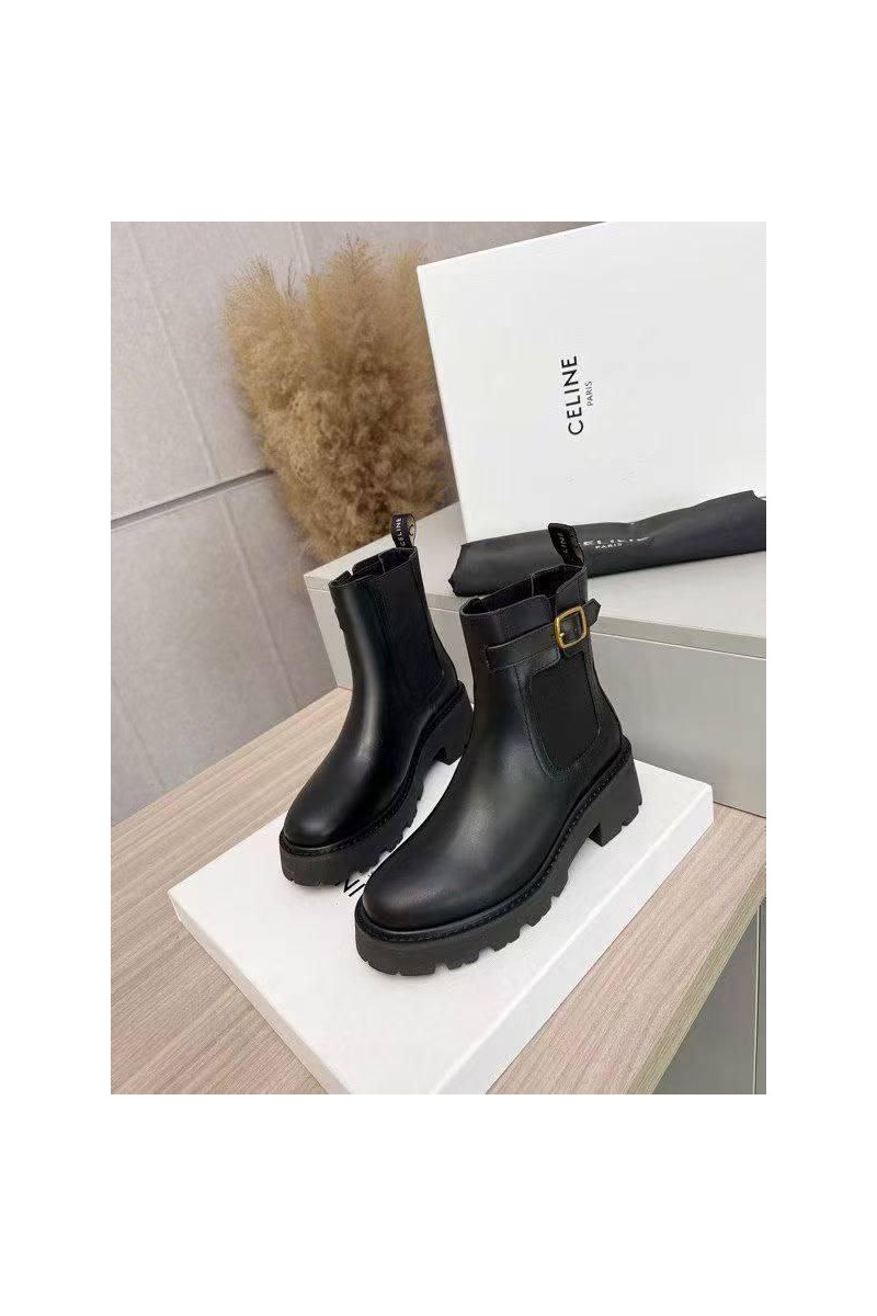 Celine Женские кожаные сапоги premium - Black