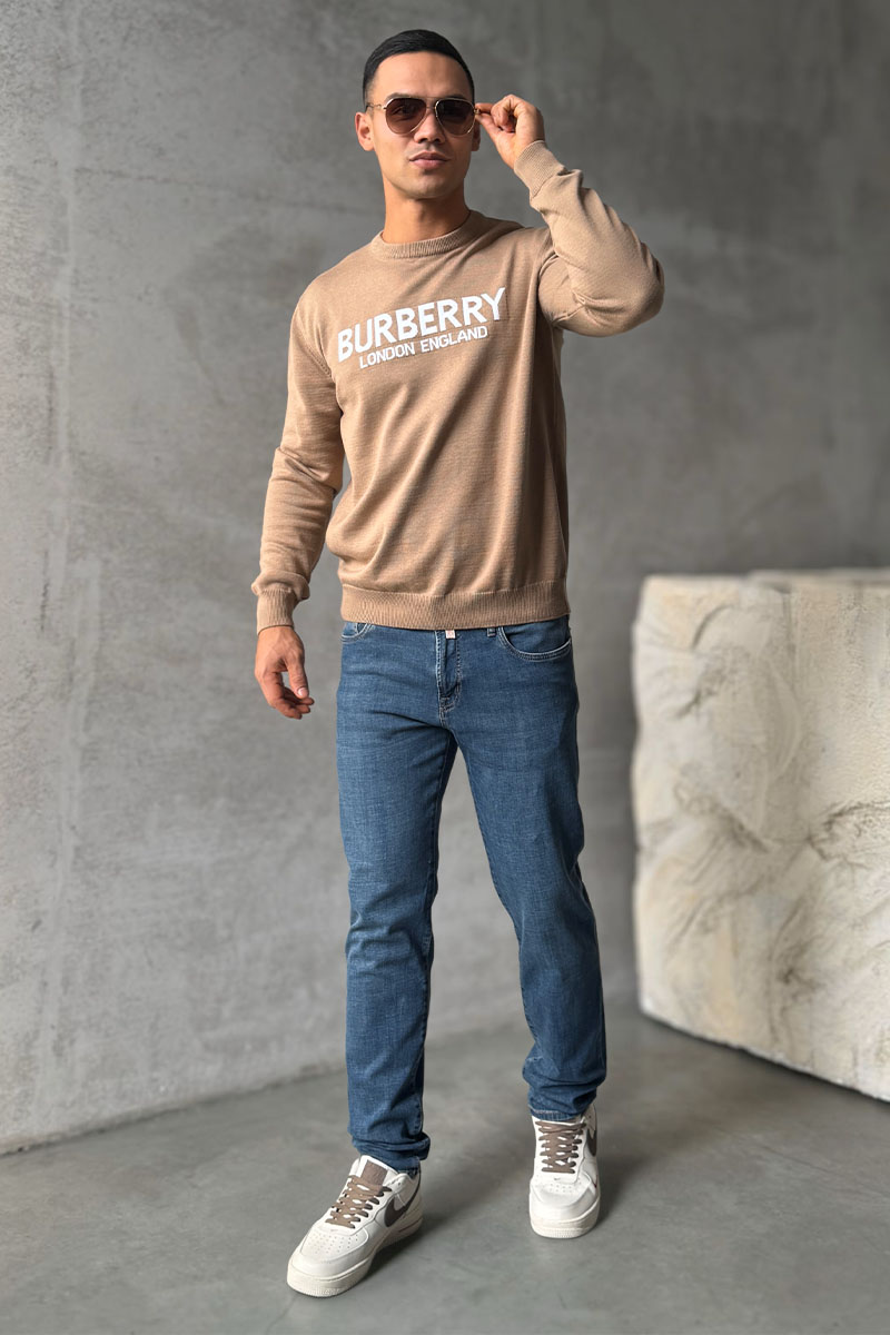 Burberry Мужской джемпер logo-intarsia - Beige 