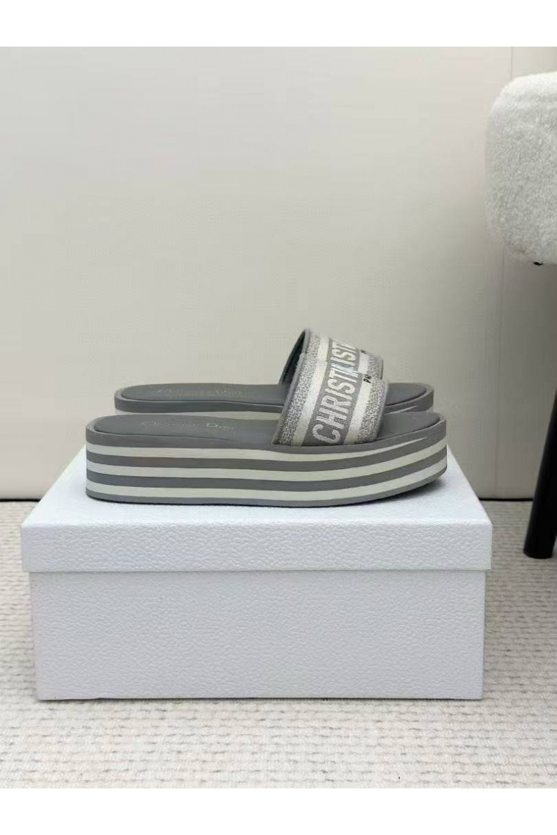 Dior Женские шлёпанцы на платформе Premium - Grey