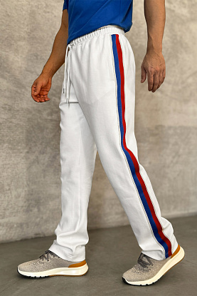 Белые спортивные штаны striped logo 