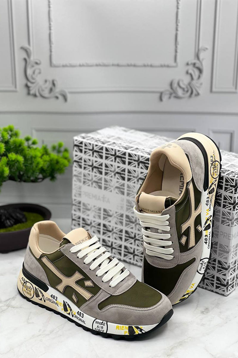 Premiata Комбинированные кроссовки Mick - Green