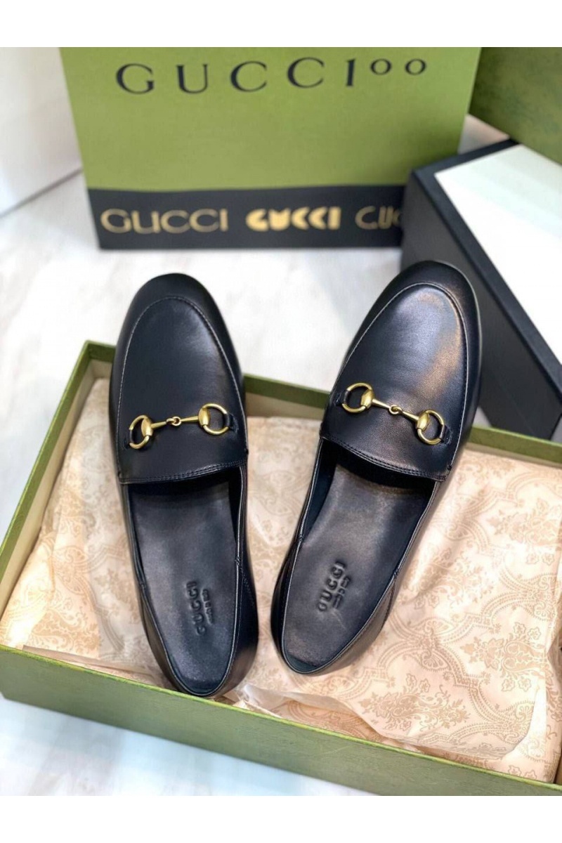 Gucci Женские кожаные лоферы чёрного цвета