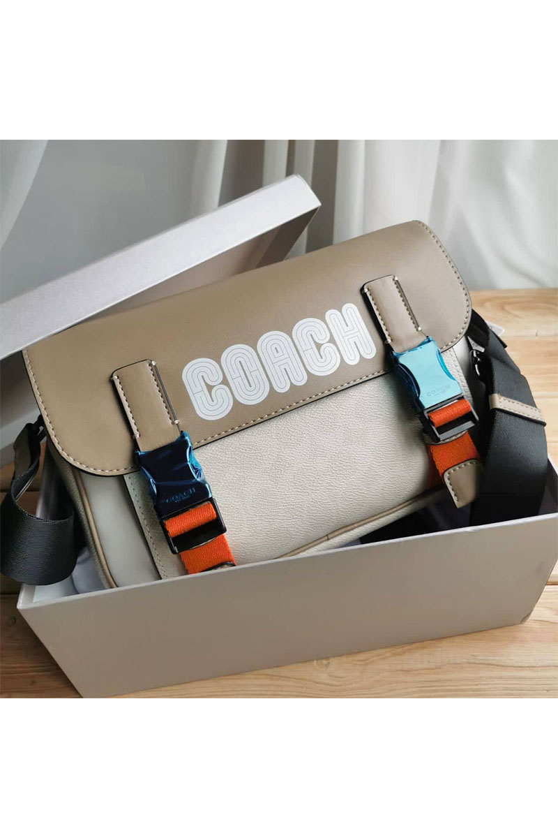 Coach Кожаная сумка Coach Track - Colorblock 28x20 см