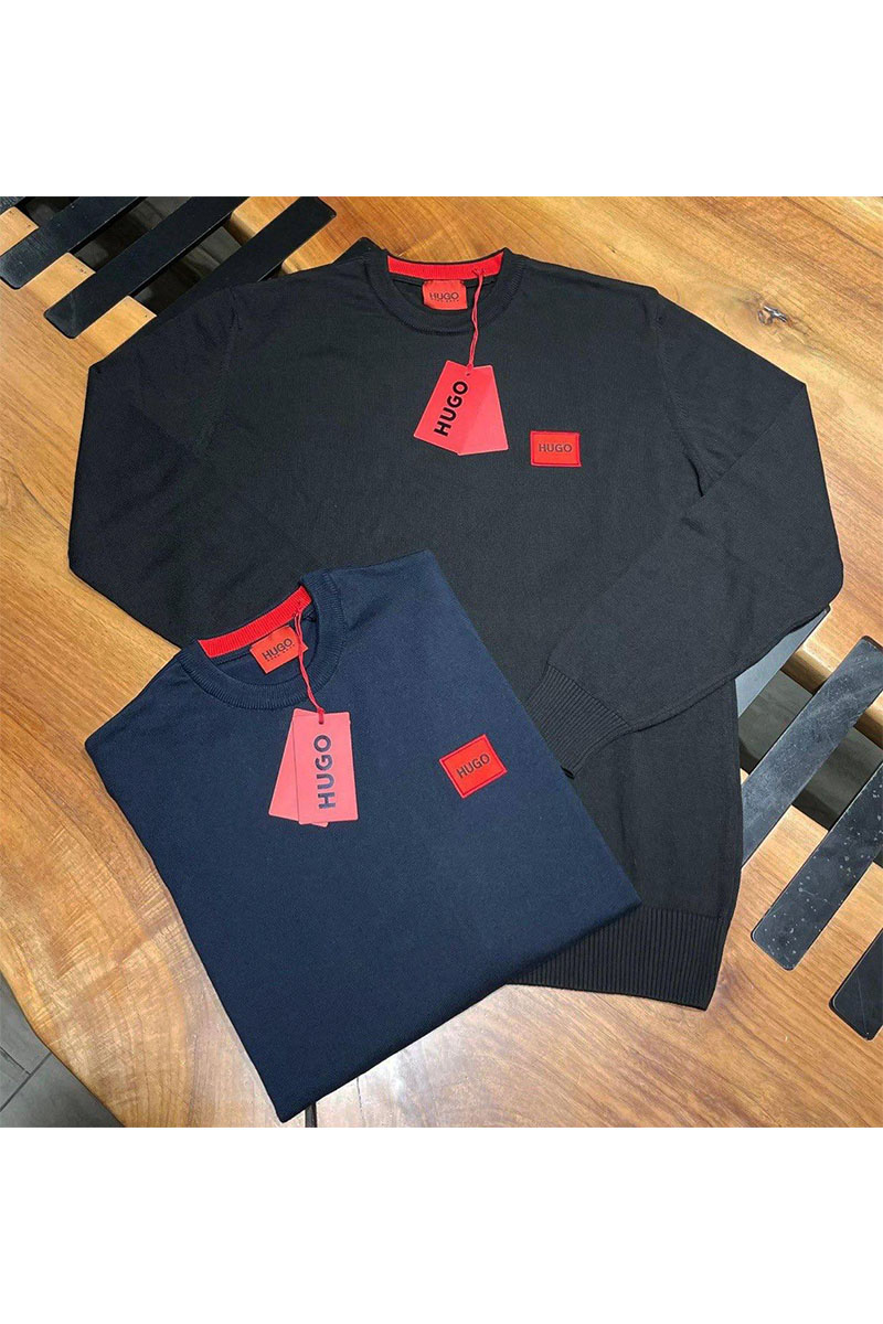 Hugо Воss Чёрный мужской джемпер red logo label
