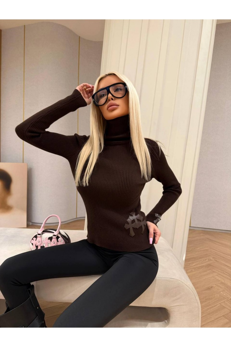 Chrome Hearts Женская мягкая водолазка premium - Brown