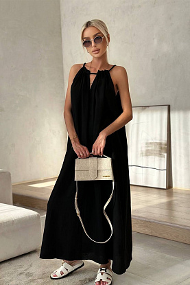 Женское льняное платье Zimmermann чёрного цвета