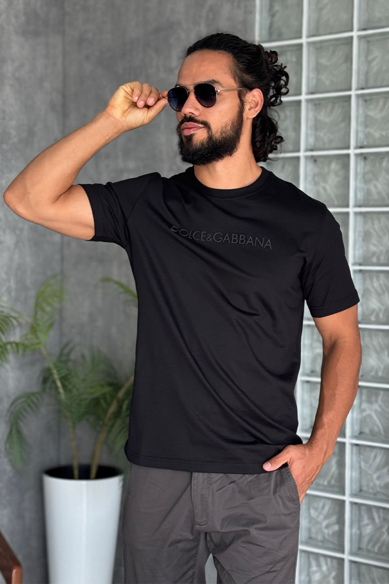 Dоlсе & Gаbbаnа Мужская чёрная футболка logo-embroidered