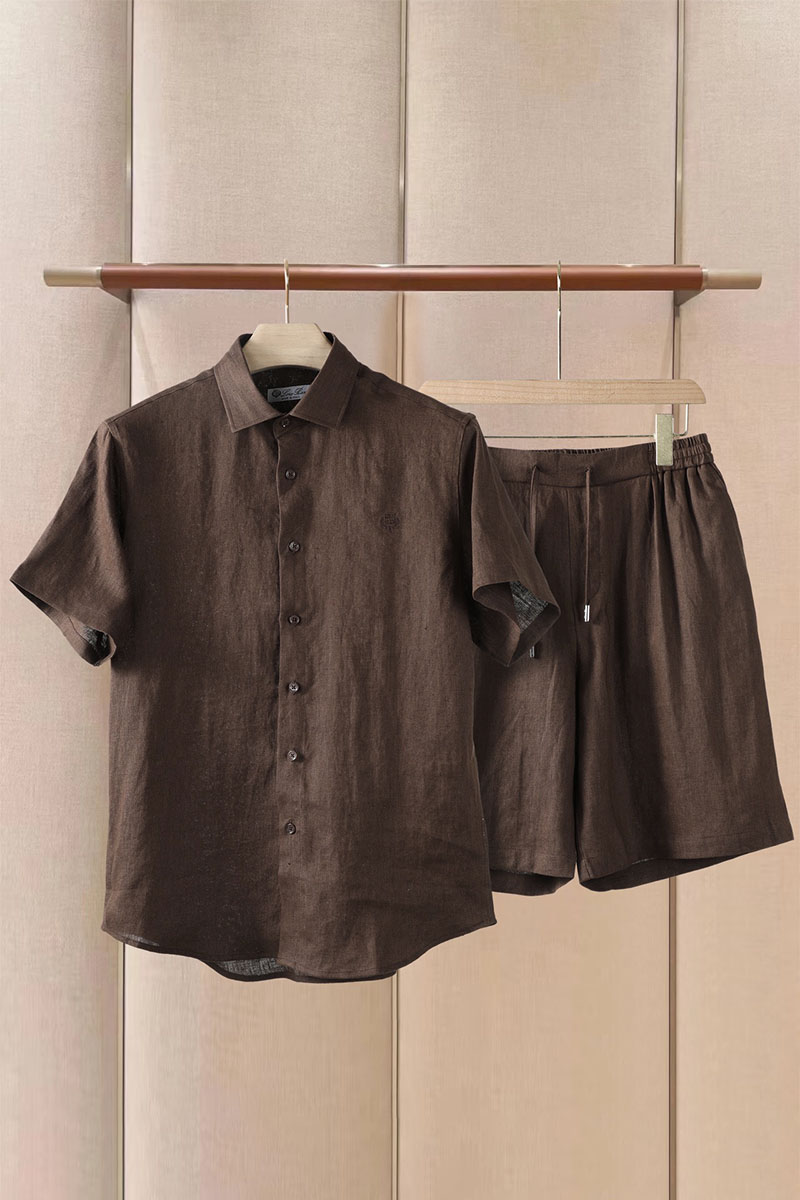 Loro Piana Льняные шорты коричневого цвета premium