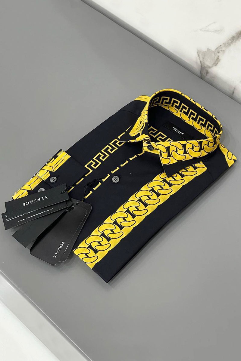 Versace Мужская чёрная рубашка Gold Chain