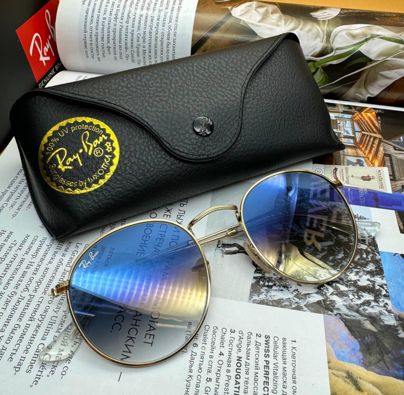Ray Ban Солнцезащитные очки Round Metal - Blue / Gold