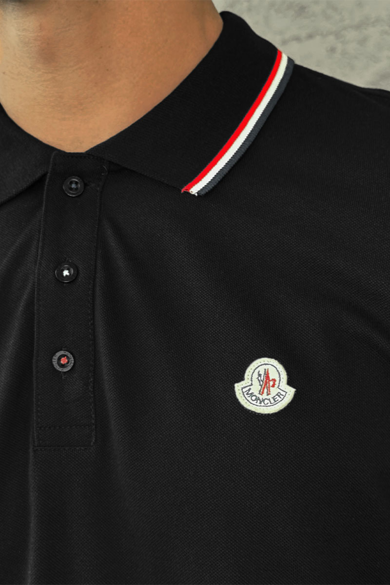 Moncler Чёрное поло с длинным рукавом logo-patch