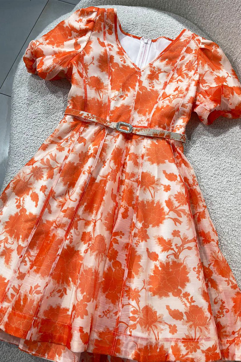 Designer Clothing Женское оранжевое платье Floral All-over