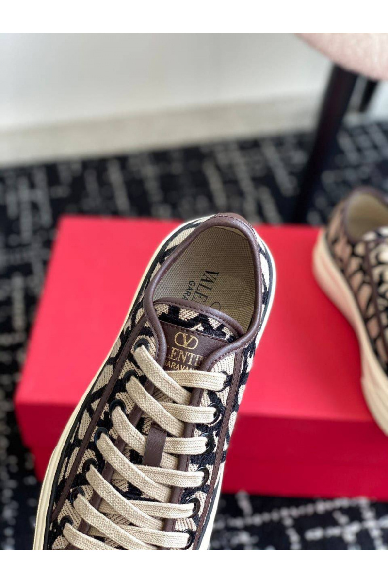 Valentino Женские кеды Toile Iconographe premium - Brown