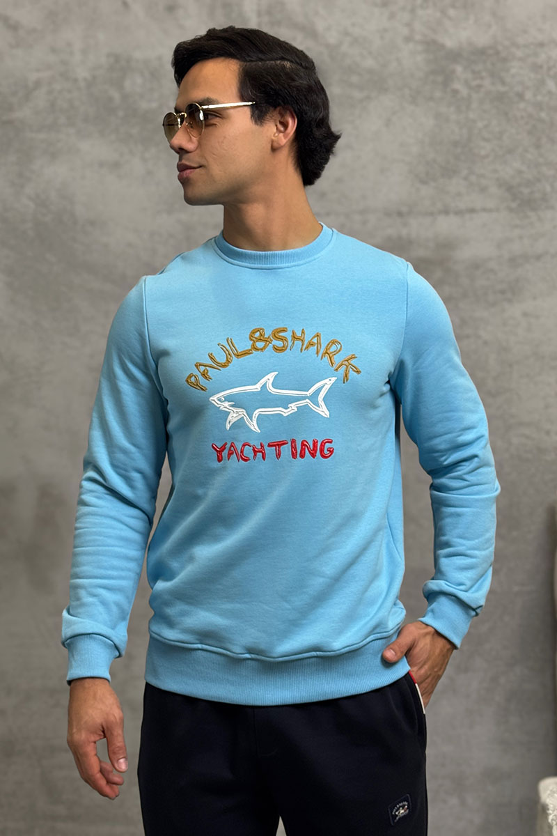 Paul & Shark Свитшот голубого цвета logo-print