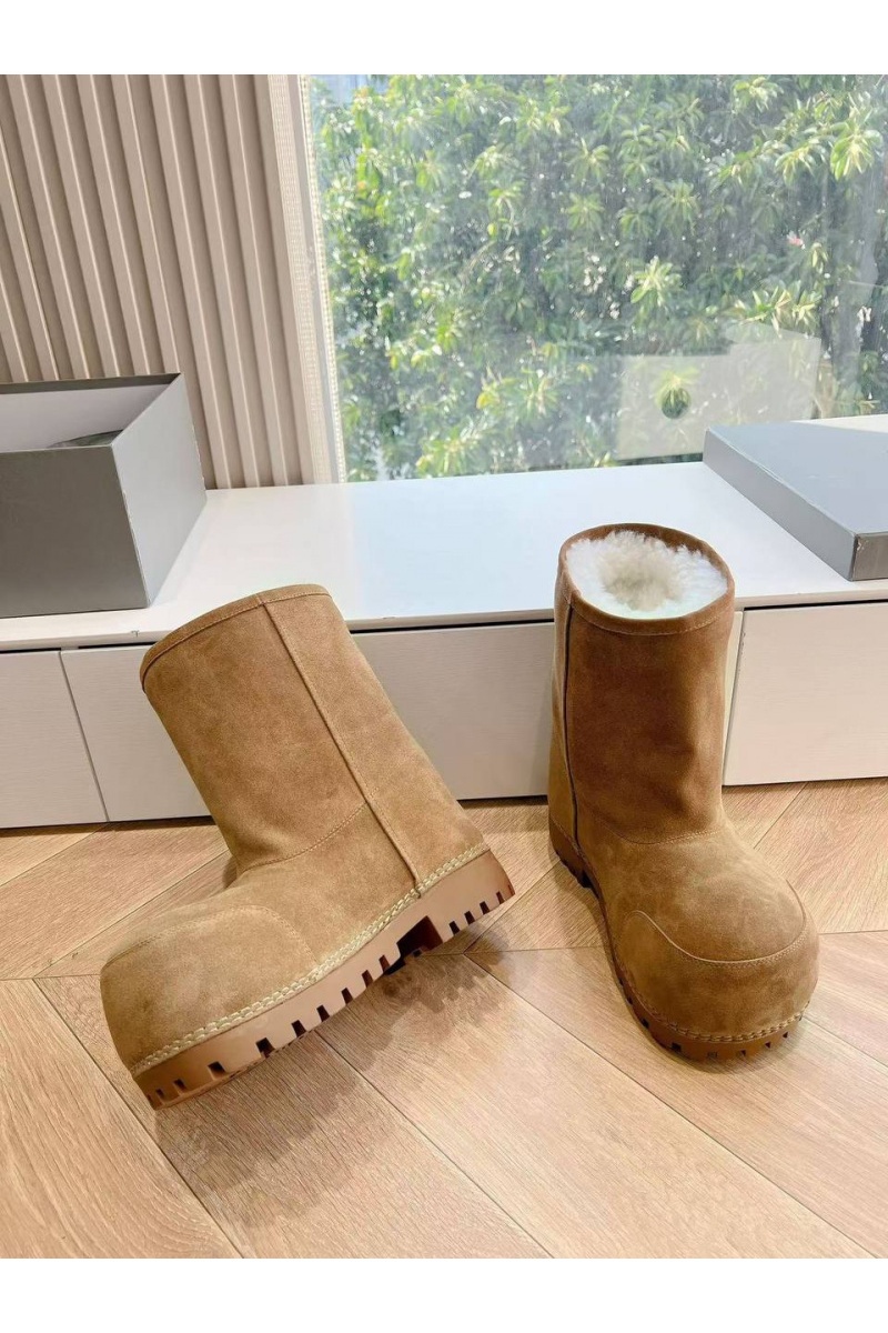 Balenciaga Женские ботинки Premium Alaska Fur Low Boot  - Brown
