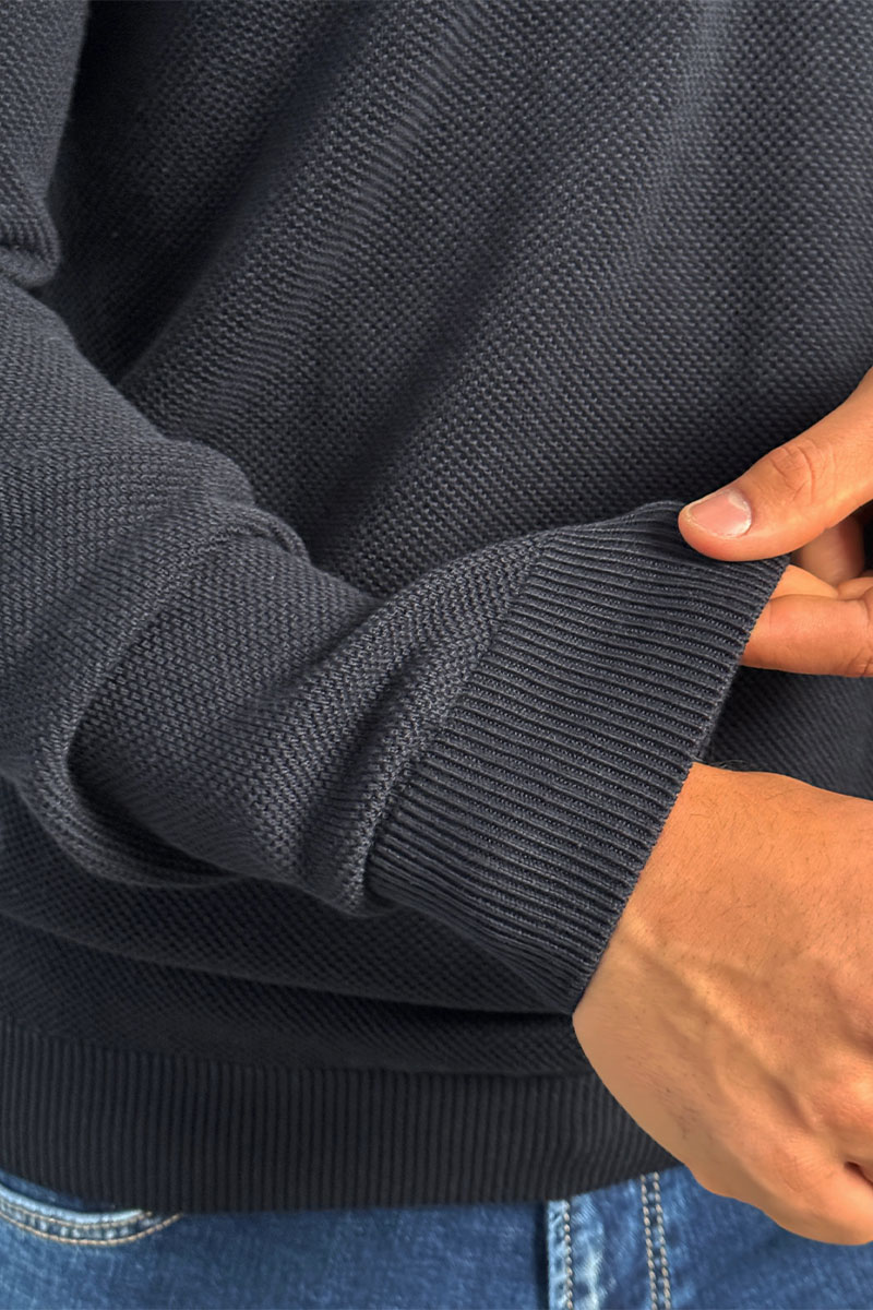 Tommy Hilfiger Тёмно-синий джемпер Zip Neck logo-embroidered