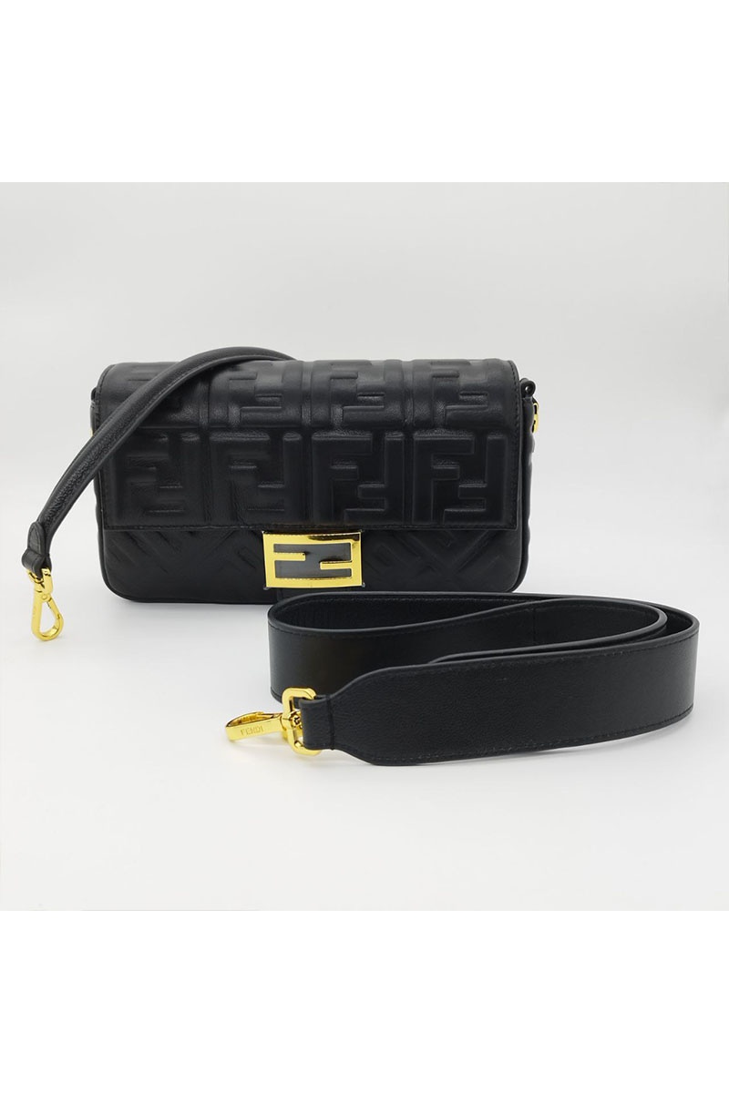 Fendi Кожаная сумка Medium Baguette FF motif 27x16 см (2 расцветки)