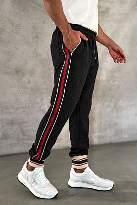 Чёрные спортивные штаны GG jacquard 